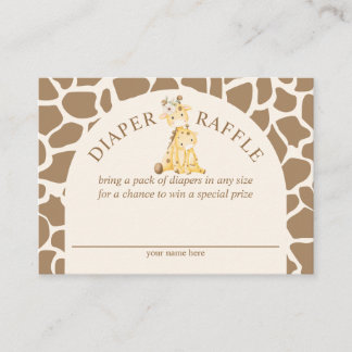 Neutral Mama und Baby Giraffe Diaper Raffle Begleitkarte
