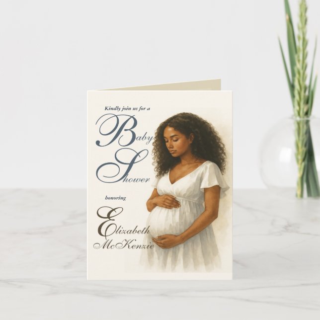 Neutral Minimal Baby Shower Black Mom to be Einladung (Vorderseite)