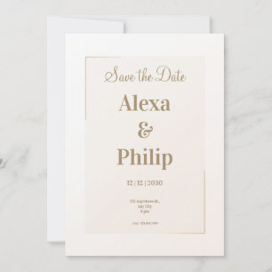 Neutral-Minimal-Beige-Hochzeit Einladung