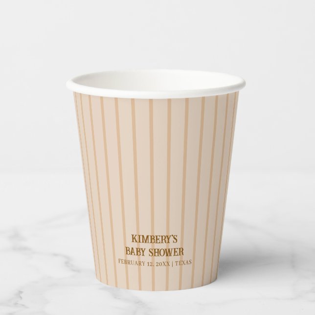 Neutral Minimal Rustic Boho Cowgirl Babydusche Pappbecher (Vorderseite)