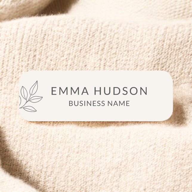 Neutral Minimalist Botanical Small Business  Namensschild (Von Creator hochgeladen)