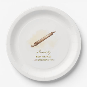 Neutral Minimalistisch Pastry Koch Babydusche Pappteller