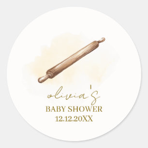 Neutral Minimalistisch Pastry Koch Babydusche Runder Aufkleber