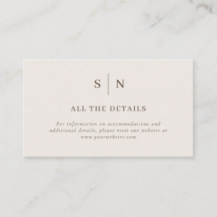 Neutral Minimalistisch und Chic   Hochzeitsdetails Begleitkarte