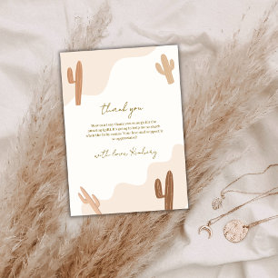 Neutral-moderne Elegant Boho Cactus Baby Shower Dankeskarte