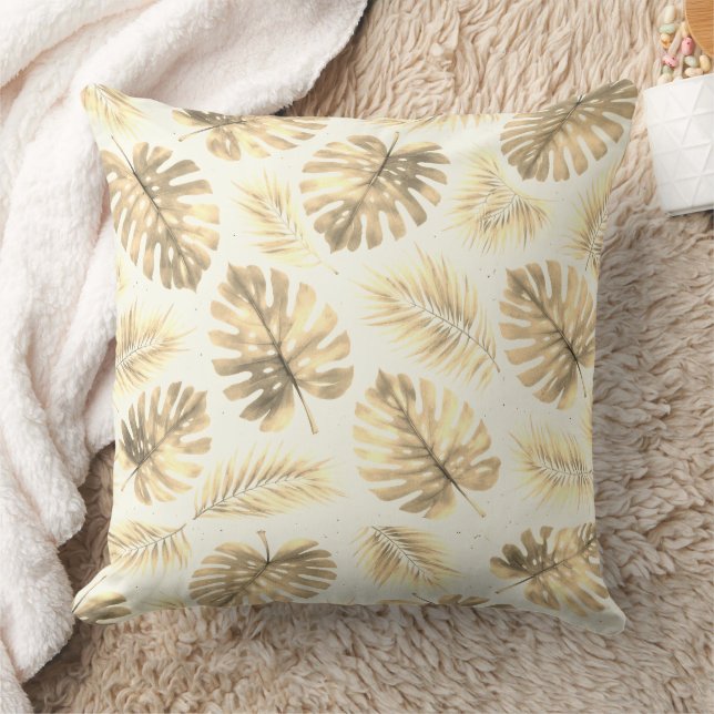 Neutral  Monstera and Palm Leaves Pattern Kissen (Decke)