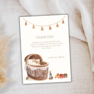 Neutral Niedlich Boho Bassinet Toy Baby Shower Dankeskarte