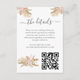 Neutral Palm and Pampas Flower Decor Wedding Begleitkarte