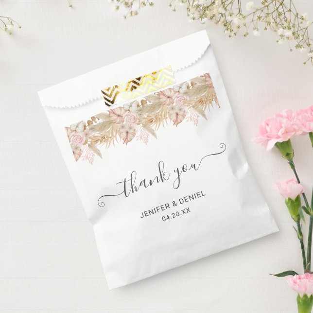Neutral Palm and Pampas Flower Decor Wedding Geschenktütchen (Versiegelt)