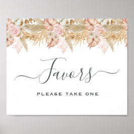 Neutral Palm and Pampas Flower Decor Wedding Poster