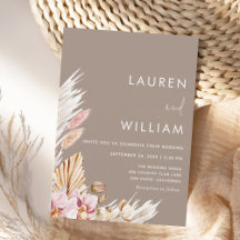 Neutral Pampas Grass Floral Modern Elegant Wedding