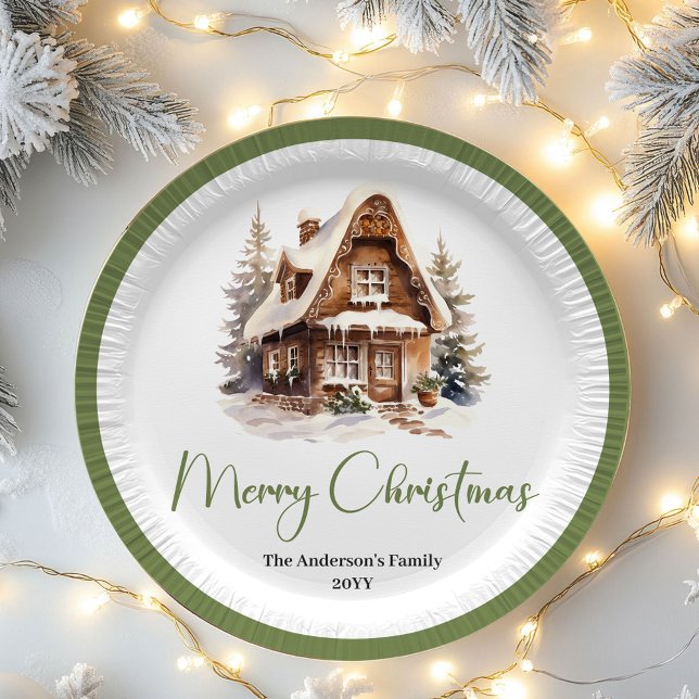 Neutral Pastel Christmas Personalized Family Plate Pappteller (Neutral Pastel Christmas Personalized Family Plates)