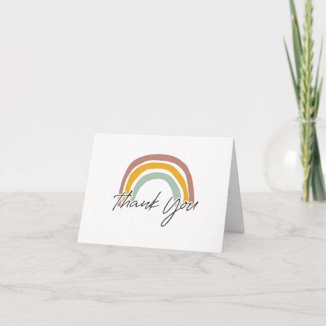 Neutral Rainbow Baby Shower Thank You Card Dankeskarte (Vorderseite)