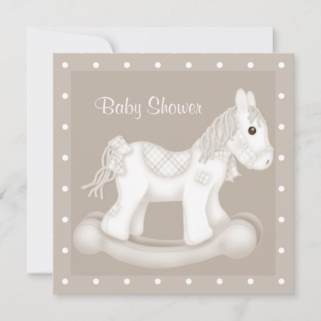 NEUTRAL ROCKING HORSE BABY SHOWER EINLADUNG (Vorderseite)
