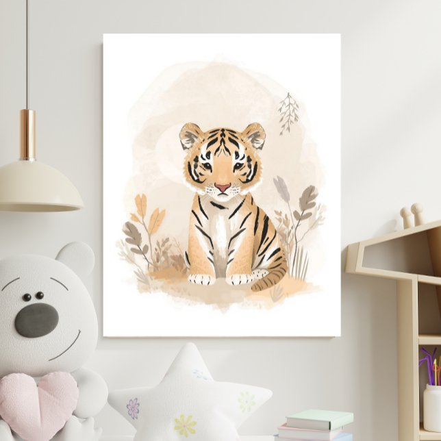 Neutral Safari Boho Tiger Nursery Kids Poster (Von Creator hochgeladen)
