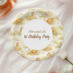 Neutral Safari Wild One Floral First Birthday Pappteller<br><div class="desc">A soft and charming safari-themed design featuring gentle watercolor animals surrounded by delicate wildflowers and botanical greenery. Sweet lions, giraffes, elephants, and zebras create a whimsical storybook scene in warm neutral tones of beige, cream, and soft sage. The elegant arch layout and botanical details give this design a timeless and...</div>