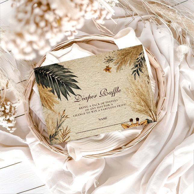 Neutral Safari Woodland Baby Shower Diapper Raffle Begleitkarte (Von Creator hochgeladen)