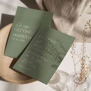 Neutral Sage Green Minimalistisch Boho Wedding Einladung