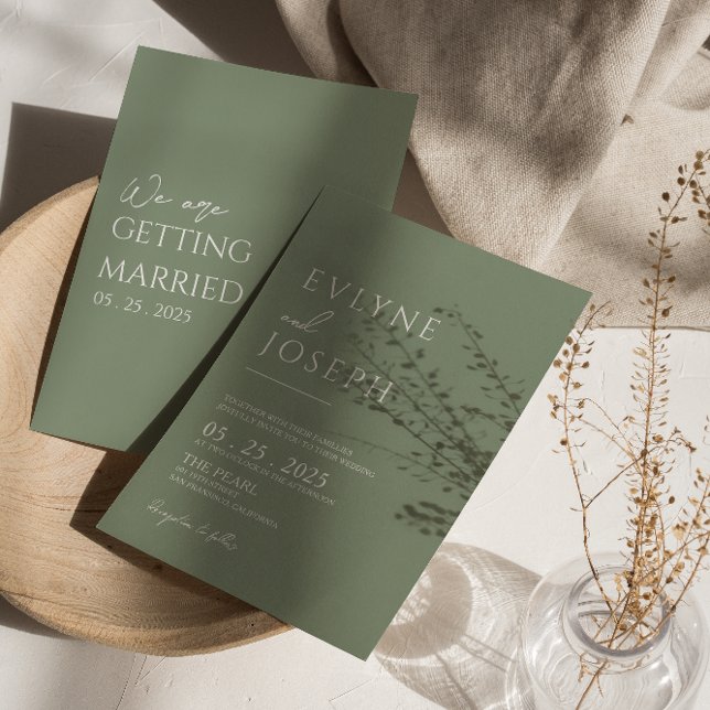 Neutral Sage Green Minimalistisch Boho Wedding Einladung (Von Creator hochgeladen)