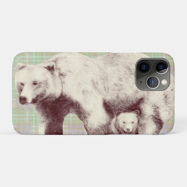  Neutral Sage Plaid Bear Case-Mate iPhone Hülle (Rückseite (Horizontal))