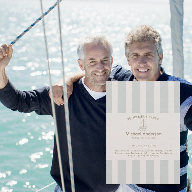 Neutral Sailboat Retirement Party  Einladung (Von Creator hochgeladen)