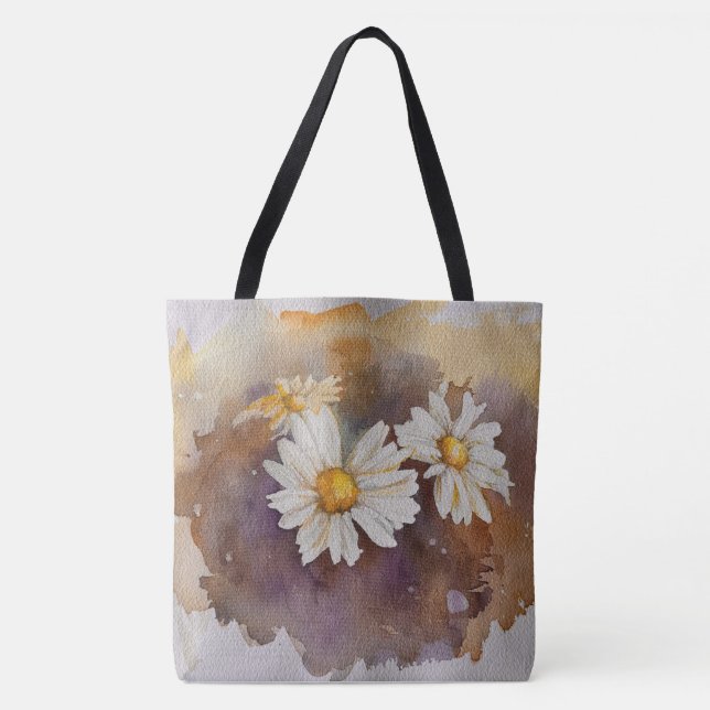 Neutral schwimmende Daisy Watercolor Tasche (Vorderseite)