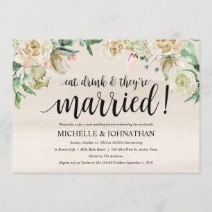 Neutral Spring Post Mariage Brunch Invitation Card