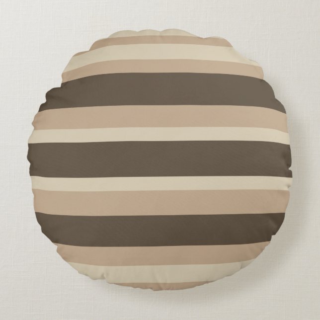 Neutral striped  rundes kissen (Vorderseite)