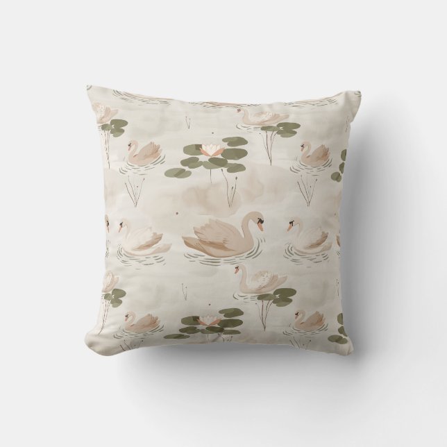 Neutral-Swan-Muster-Drehkissen Kissen (Vorderseite)