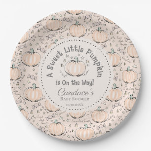 Neutral Sweet Little Pumpkin Baby Shower Pappteller