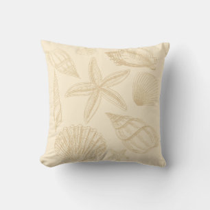 Neutral Tan Beige Seashell Muscheln Beach House Kissen