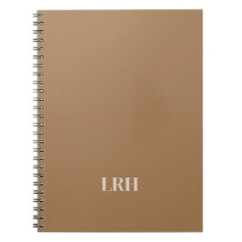Neutral Tan Brown Simple Initial Monogram Notizblock