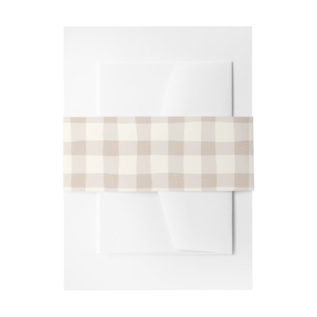 Neutral Tan Gingham Einladungsbanderole (Vorderseite Beispiel)
