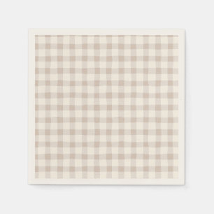 Neutral Tan Gingham Serviette