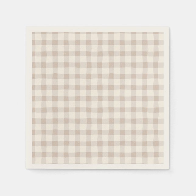 Neutral Tan Gingham Serviette (Vorderseite)