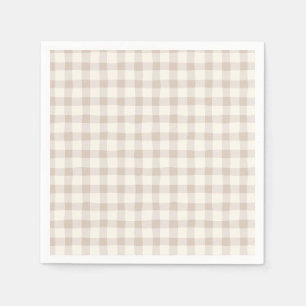 Neutral Tan Gingham Serviette