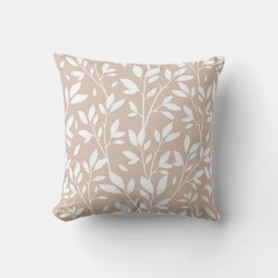 Neutral Tan White Leaf Landschaftsmuster Kissen