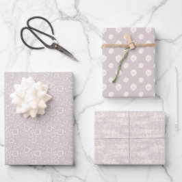 Neutral Taupe Abstraktes Elfenbeinmuster Geschenkpapier Set