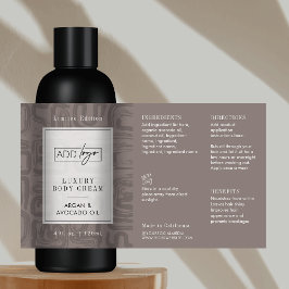 Neutral Taupe Beige Boho Logo 4OZ Cosmetic Bottle Rechteckiger Aufkleber