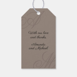 Neutral Taupe Moderne Kante Elegante Monogram Hoch Geschenkanhänger