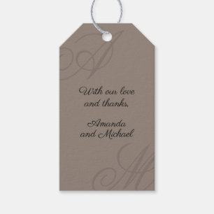 Neutral Taupe Moderne Kante Elegante Monogram Hoch Geschenkanhänger
