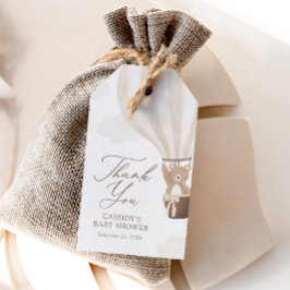 Neutral Teddy Bär Hot Air Ballon Babydusche Geschenkanhänger