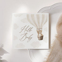 Neutral Teddy Bär Hot Air Ballon Babydusche Serviette