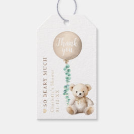 Neutral Teddy Bear Baby Dusche Vielen Dank Tag Geschenkanhänger