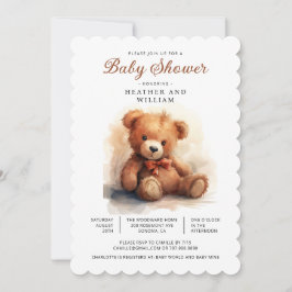 Neutral Teddy Bear Baby Shower  Einladung