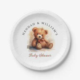 Neutral Teddy Bear Baby Shower Pappteller