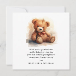 Neutral Teddy Bear Baby Shower Thank You Dankeskarte