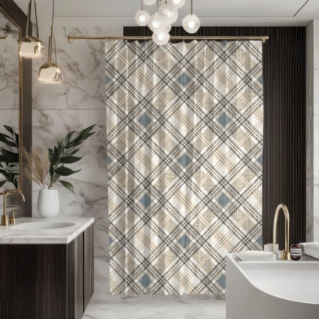 Neutral Toned Curtain Modern Geometric Statement Duschvorhang (Neutral Toned Curtain Modern Geometric Statement)