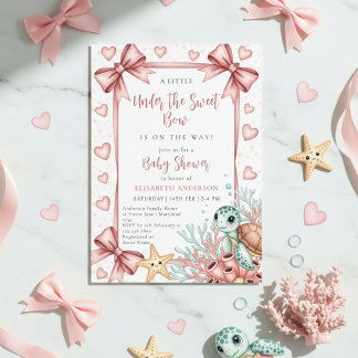 Neutral under the sea bow sweetheart baby shower einladung