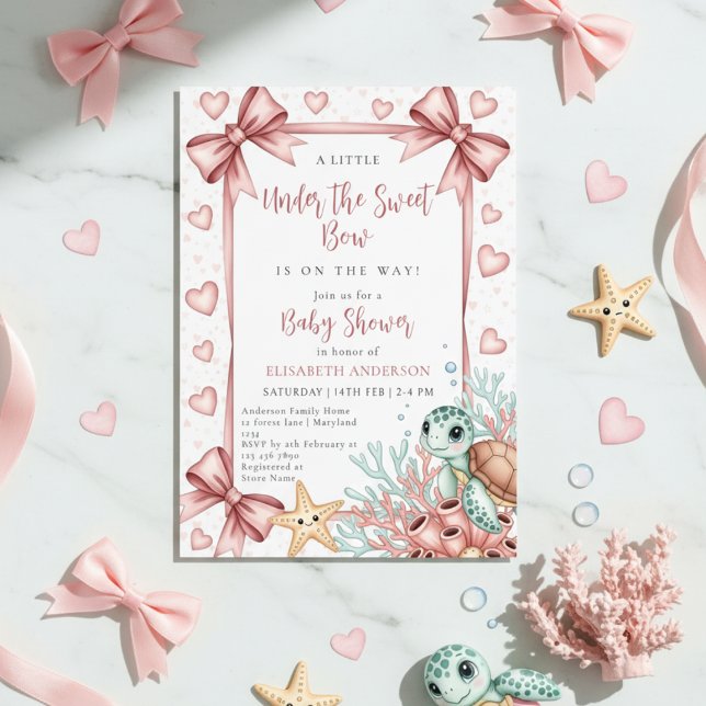 Neutral under the sea bow sweetheart baby shower einladung (Von Creator hochgeladen)